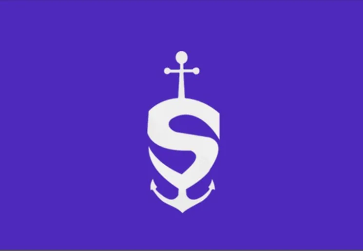 The Sidonian mark in white on a violet background.